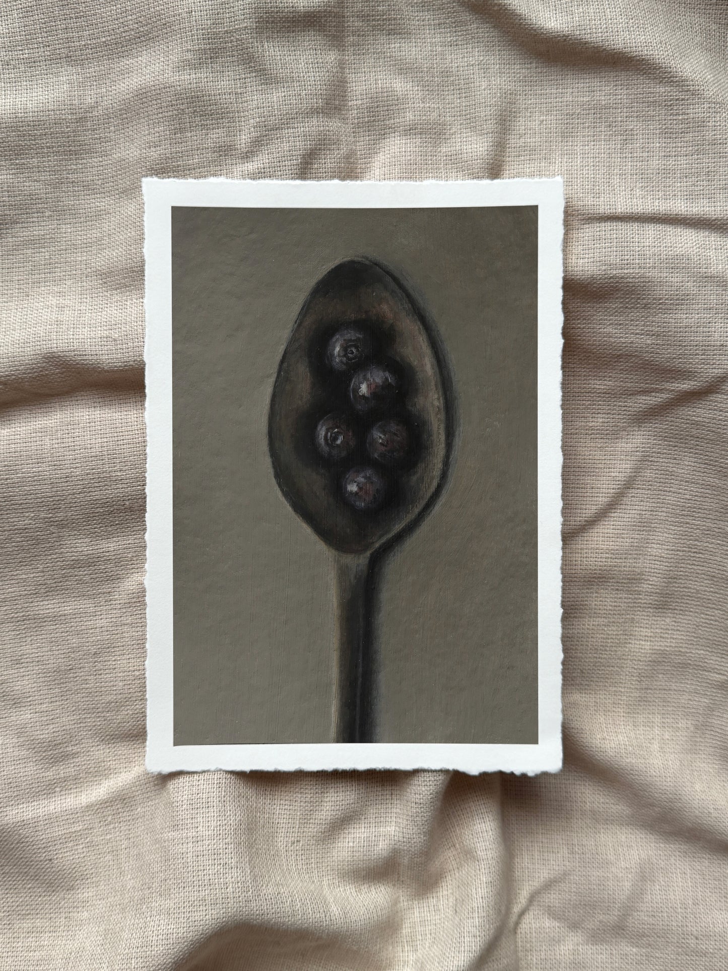 spoon of blueberries print (with deckled edge)