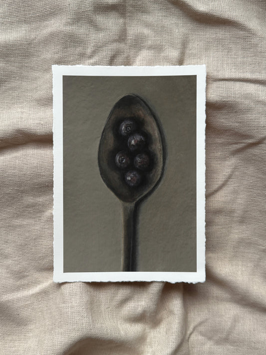spoon of blueberries print (with deckled edge)